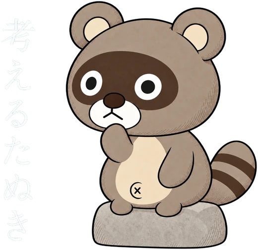 考えるたぬき